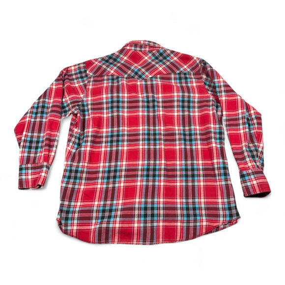 Vintage Wrangler Western Shirt Adult XXL Red Blue Plaid Flannel Pearl Snap Y2K - Picture 3 of 9